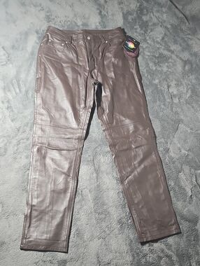 Vintage Deadstock Newport News Brown Leather Pants Size M New